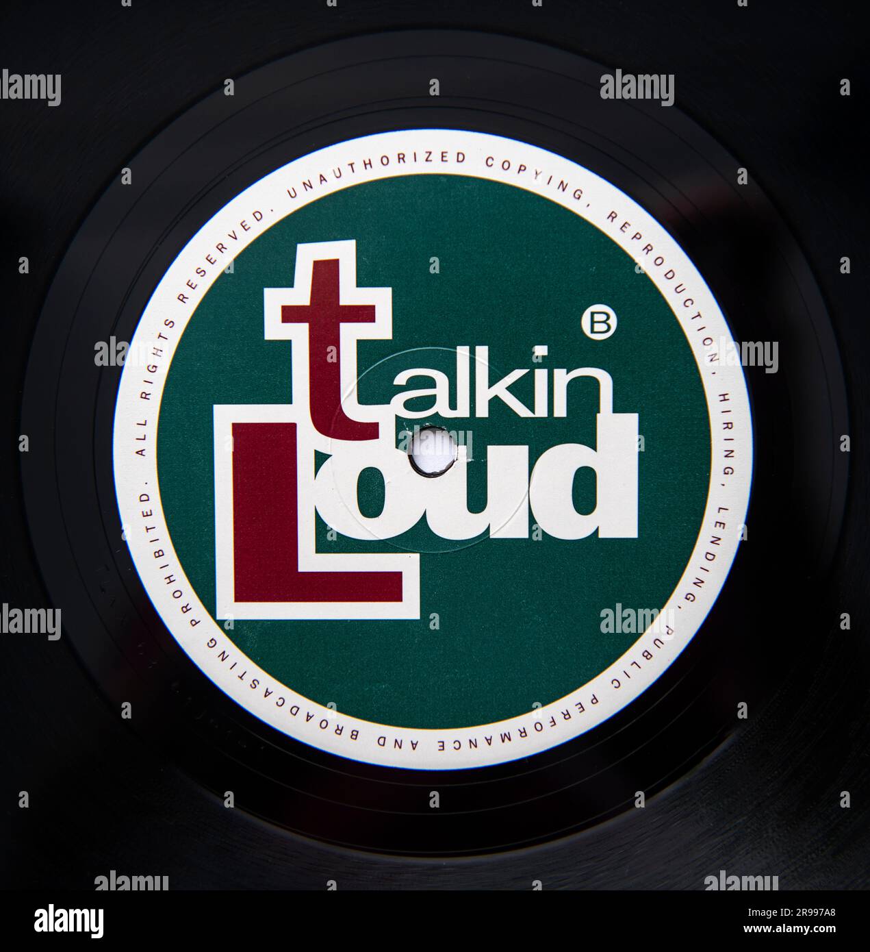 Primo piano di un'etichetta discografica Talkin' Loud Foto Stock