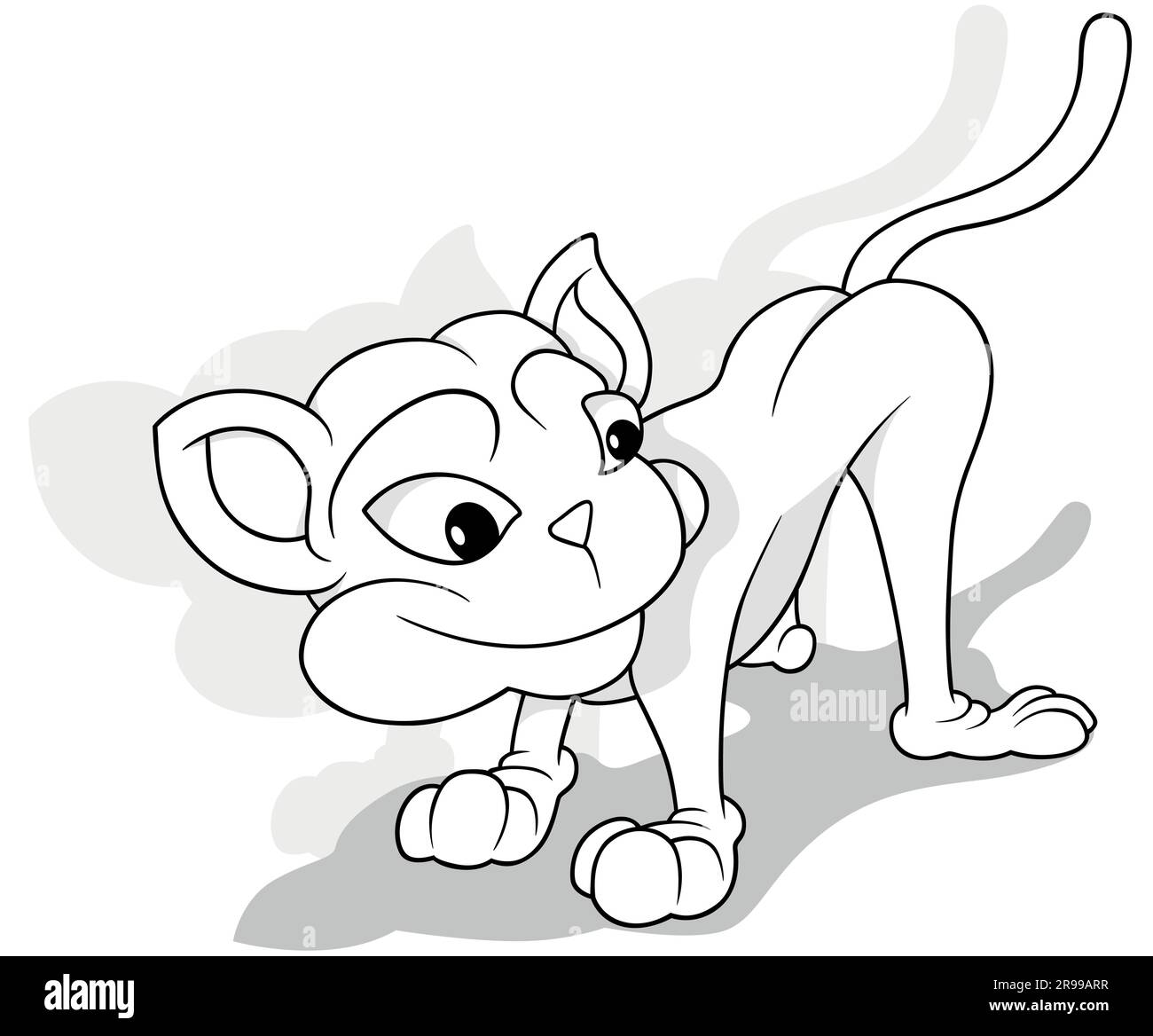 Disegno di un gattino con la testa rivolta all'indietro Illustrazione Vettoriale