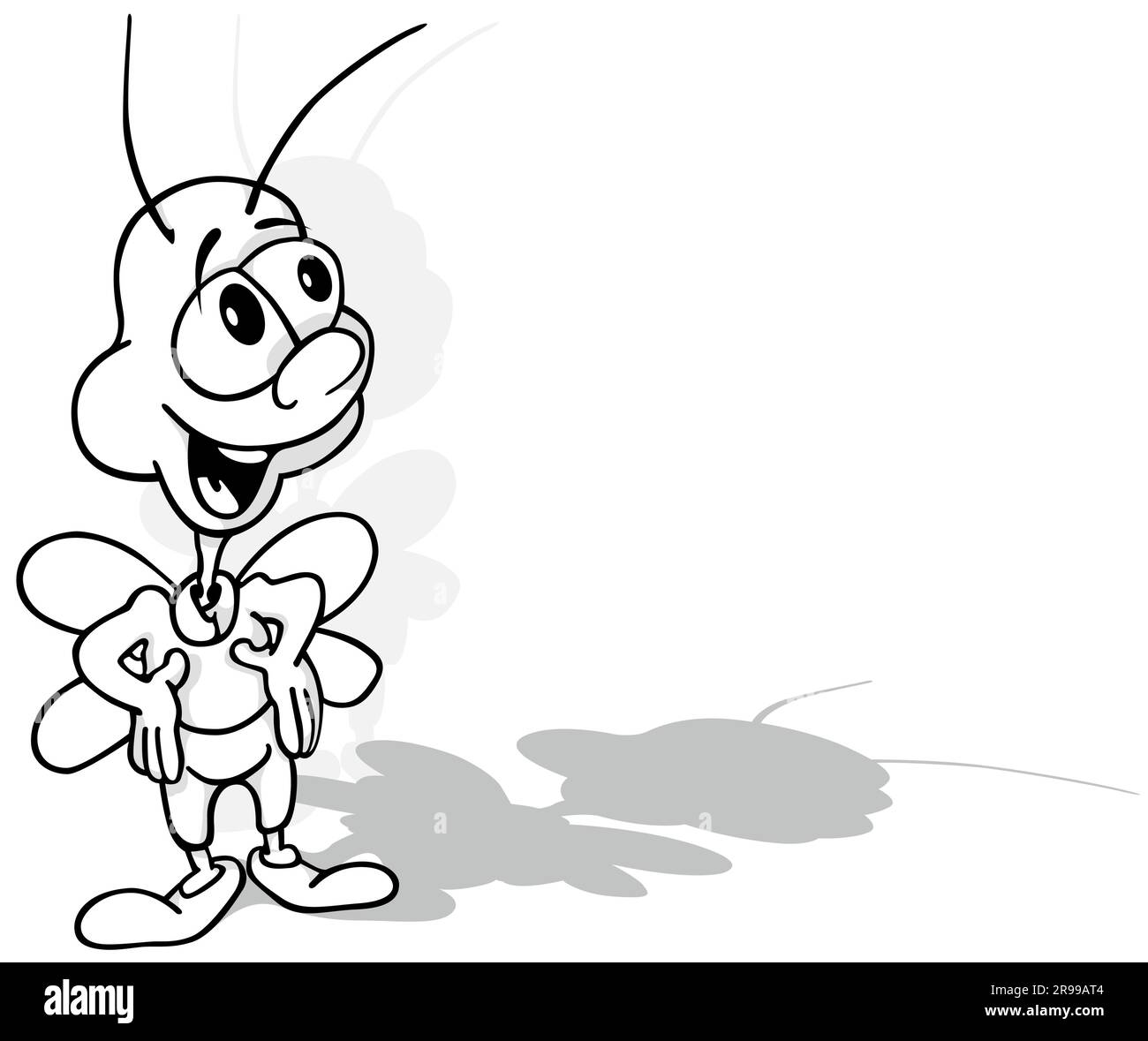 Disegno di uno scarabeo sorridente con grandi occhi Illustrazione Vettoriale