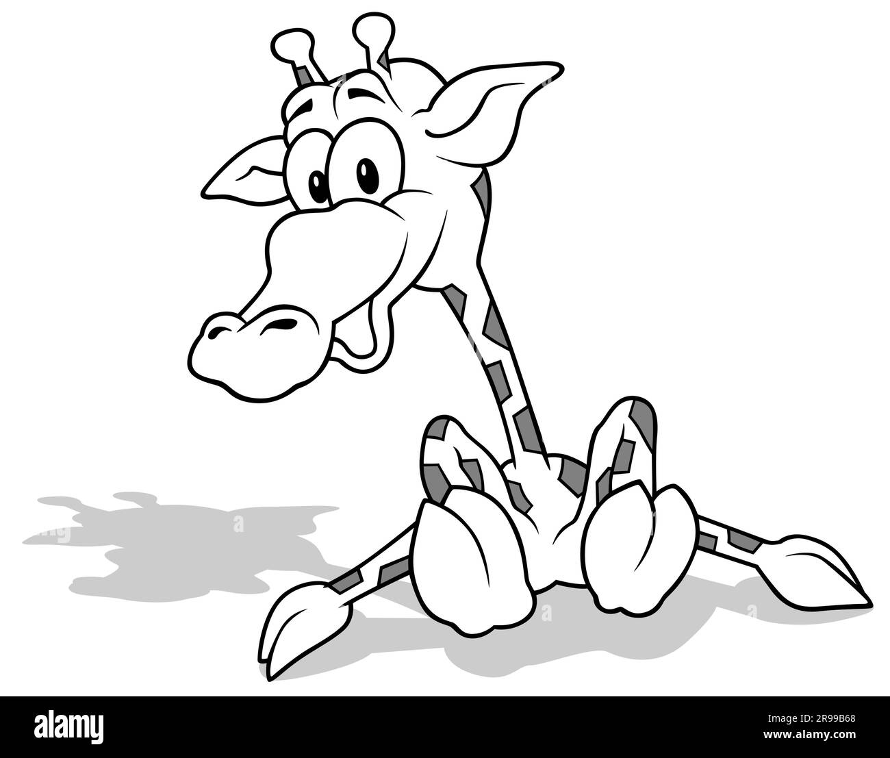 Disegno di una giraffa seduta a terra Illustrazione Vettoriale