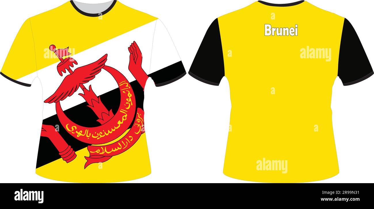 T-shirt dal design con vettore bandiera Brunei Illustrazione Vettoriale