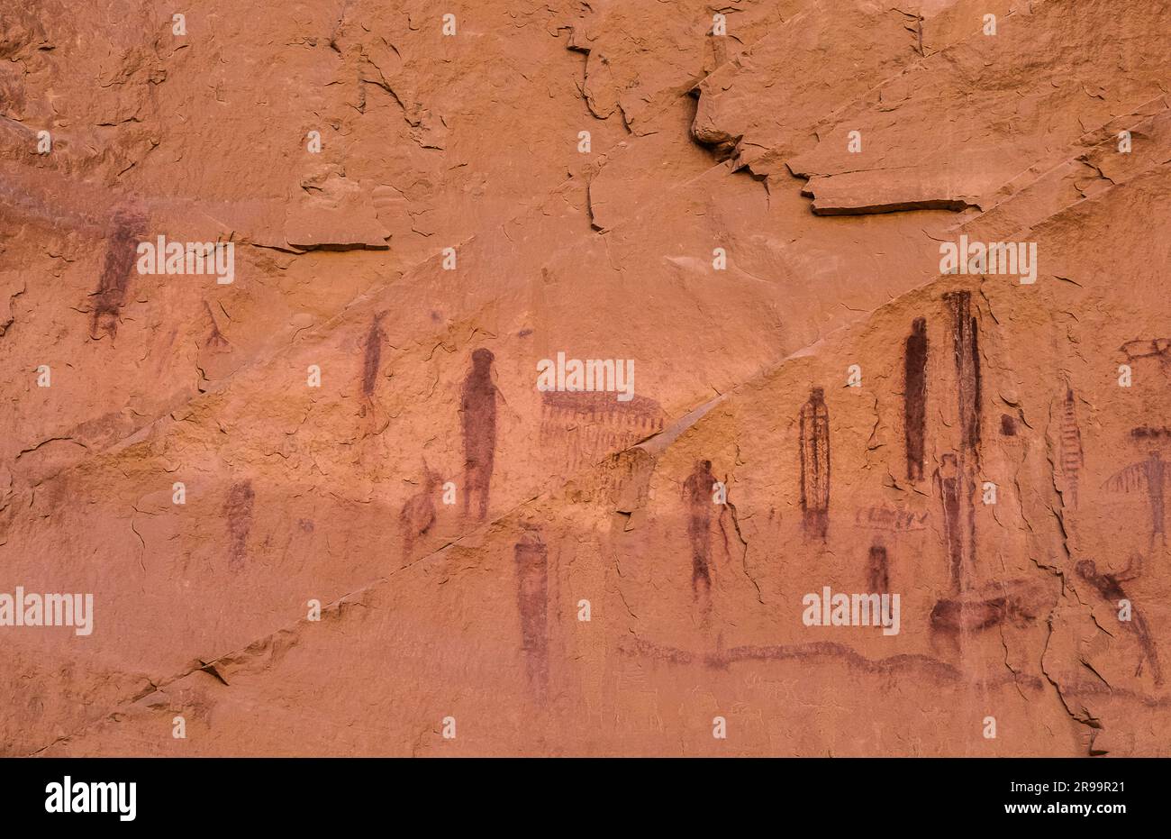 Pittogrammi High Gallery, Horseshoe Canyon, Canyonlands National Park, Utah. Foto Stock