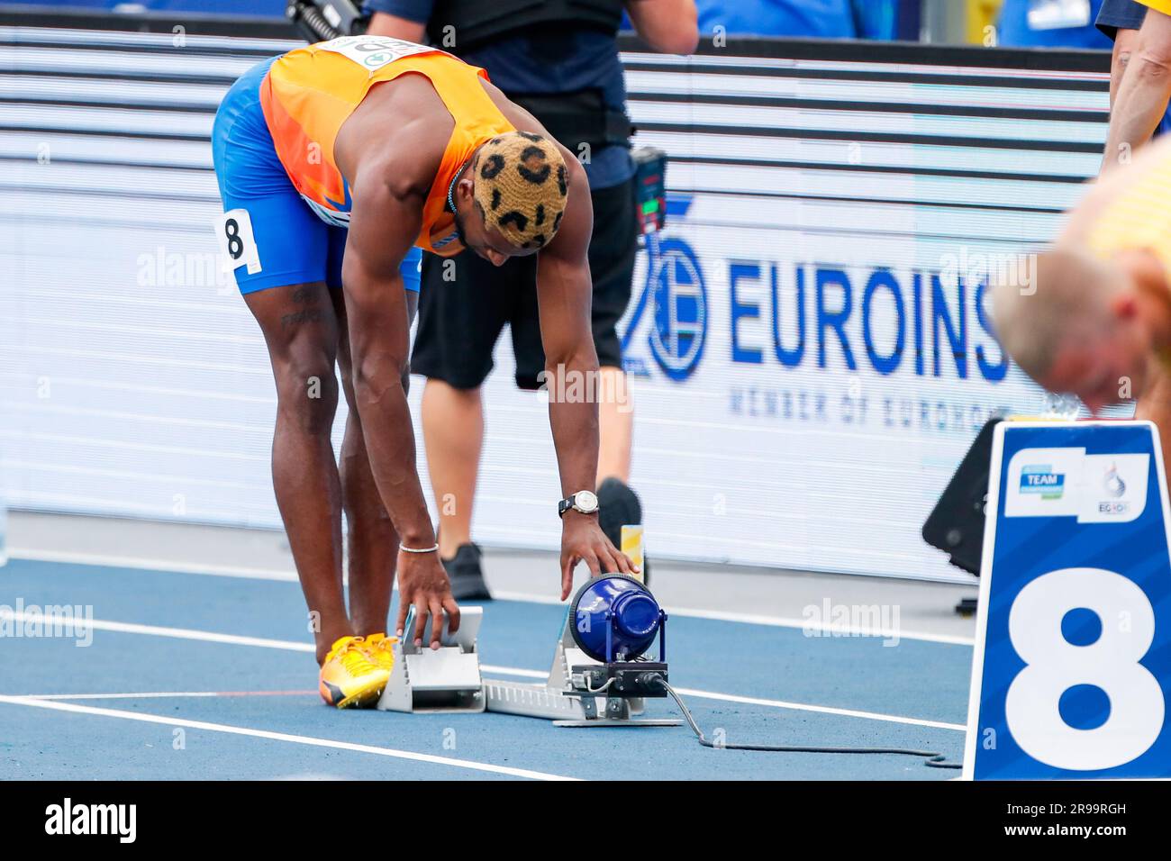 Slesia, Polonia. 25 giugno 2023. SLESIA, POLONIA - GIUGNO 25: I boeri olandesi Isayah gareggiano su 4x400 m misti al 5° giorno dei Giochi europei allo stadio Slesiano il 25 giugno 2023 in Slesia, Polonia. (Foto di Nikola Krstic/BSR Agency) credito: BSR Agency/Alamy Live News Foto Stock