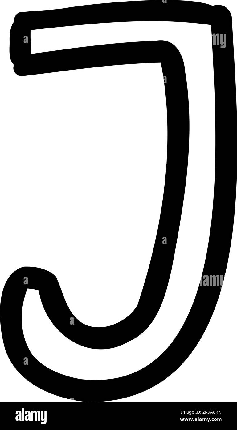 Lettera J maiuscola del carattere descrittivo dell'inglese latino Illustrazione Vettoriale