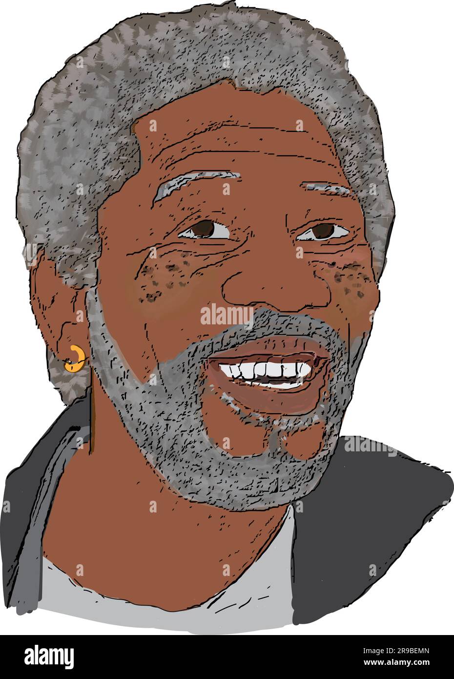 Ritratto vettoriale dell'attore Morgan Freeman. Illustrazione Vettoriale