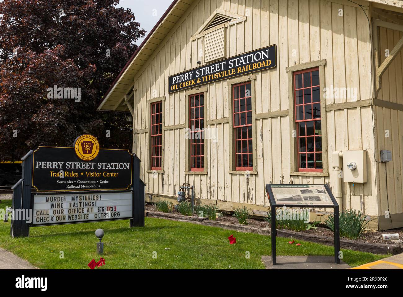 La stazione di Perry Street della Oil Creek and Titusville Railroad a Titusville, Pennsylvania, Stati Uniti Foto Stock