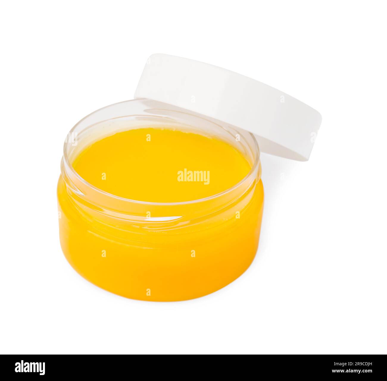 Aprire il vaso di petrolatum isolato su bianco Foto Stock