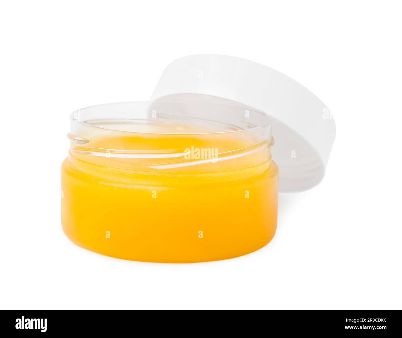 Aprire il vaso di petrolatum isolato su bianco Foto Stock