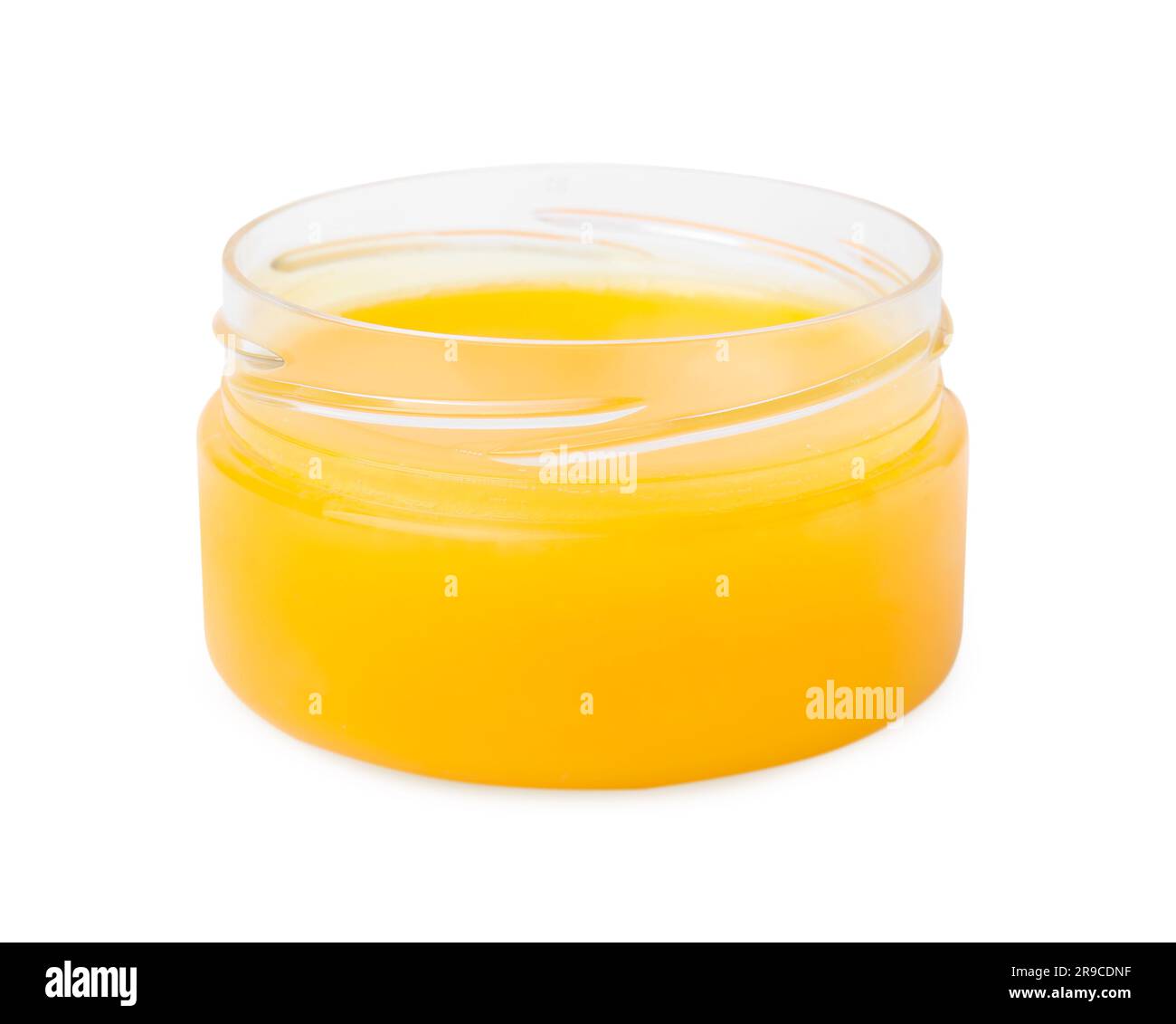 Aprire il vaso di petrolatum isolato su bianco Foto Stock