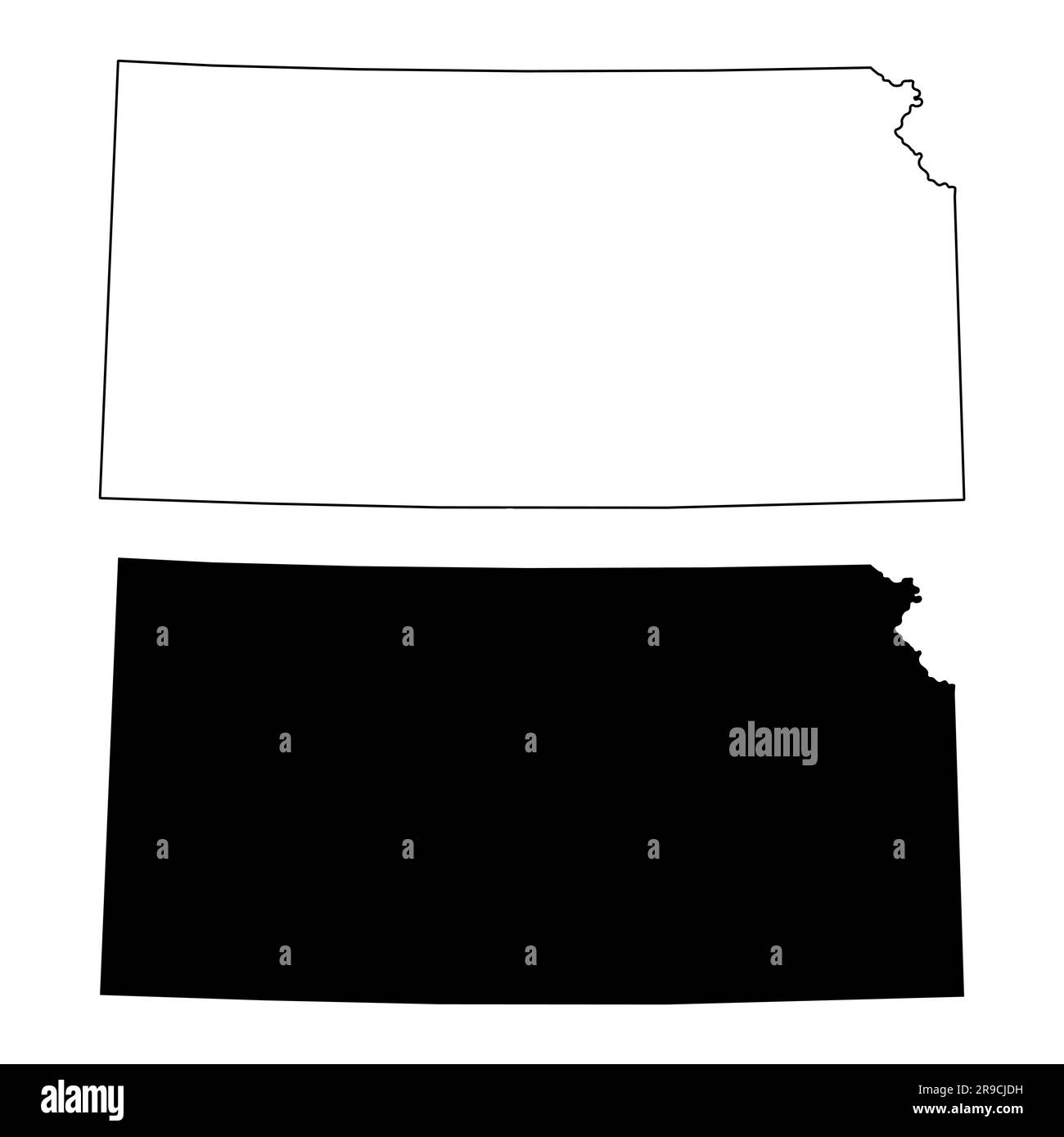 Set di mappa del Kansas, stati uniti d'america. Illustrazione vettoriale a icone piatte . Illustrazione Vettoriale