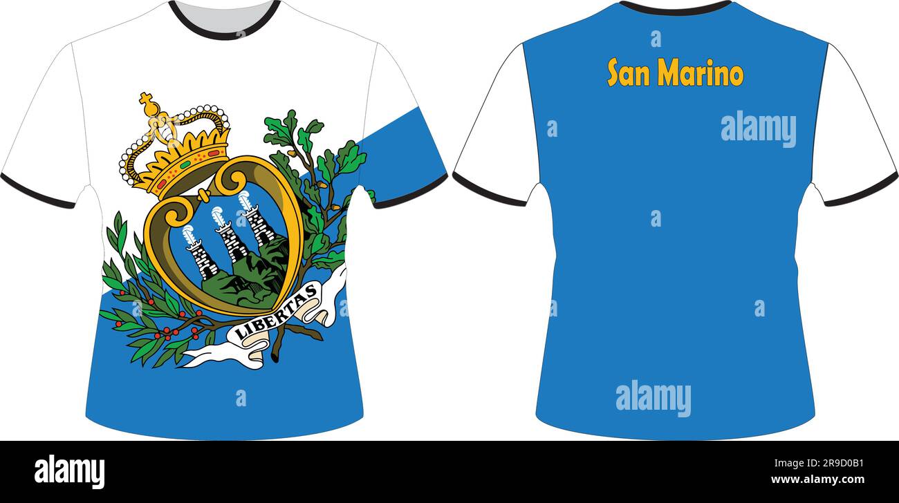 T-Shirts Design con vettore bandiera San Marino Illustrazione Vettoriale