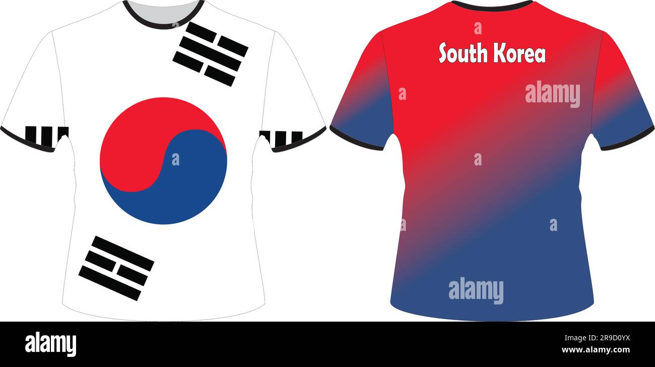 T-shirt disegnate con vettore bandiera della Corea del Sud Illustrazione Vettoriale