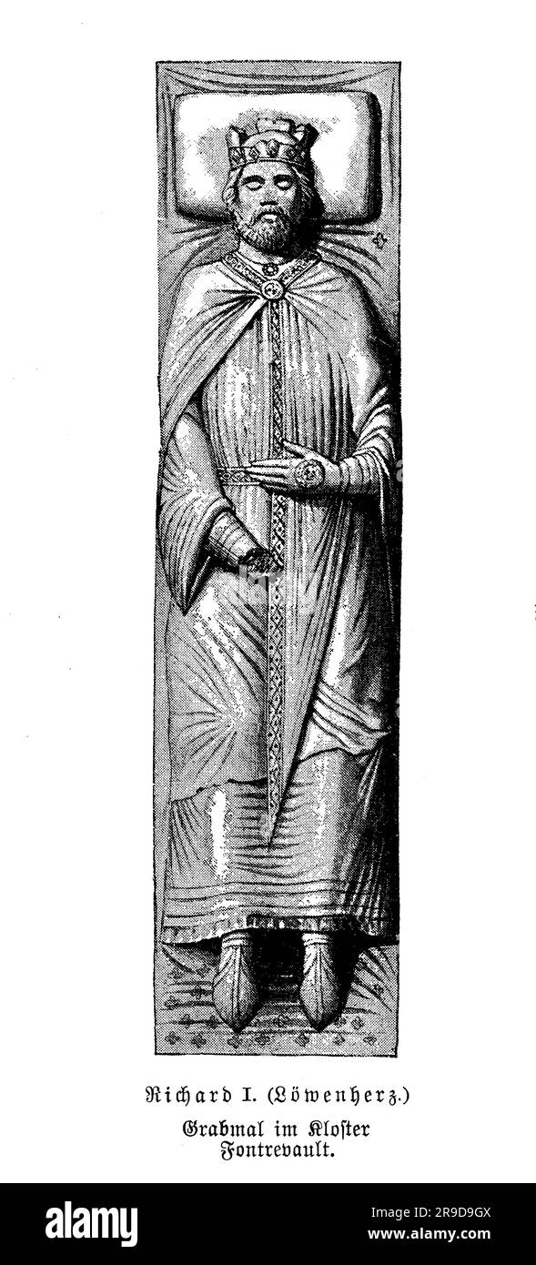 Tomba di Riccardo i, re d'Inghilterra cuore di Leone, nell'abbazia di Fontevraud, Angiò, Francia, XII secolo Foto Stock