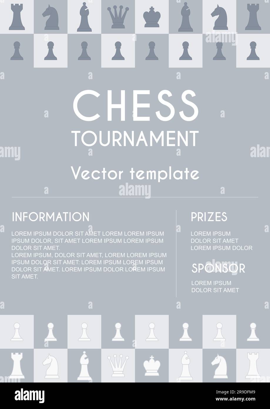Modello poster torneo di scacchi in formato standard A4, A3 proporzioni  carta. Concorso di scacchi o poster del club di scacchi Foto stock - Alamy