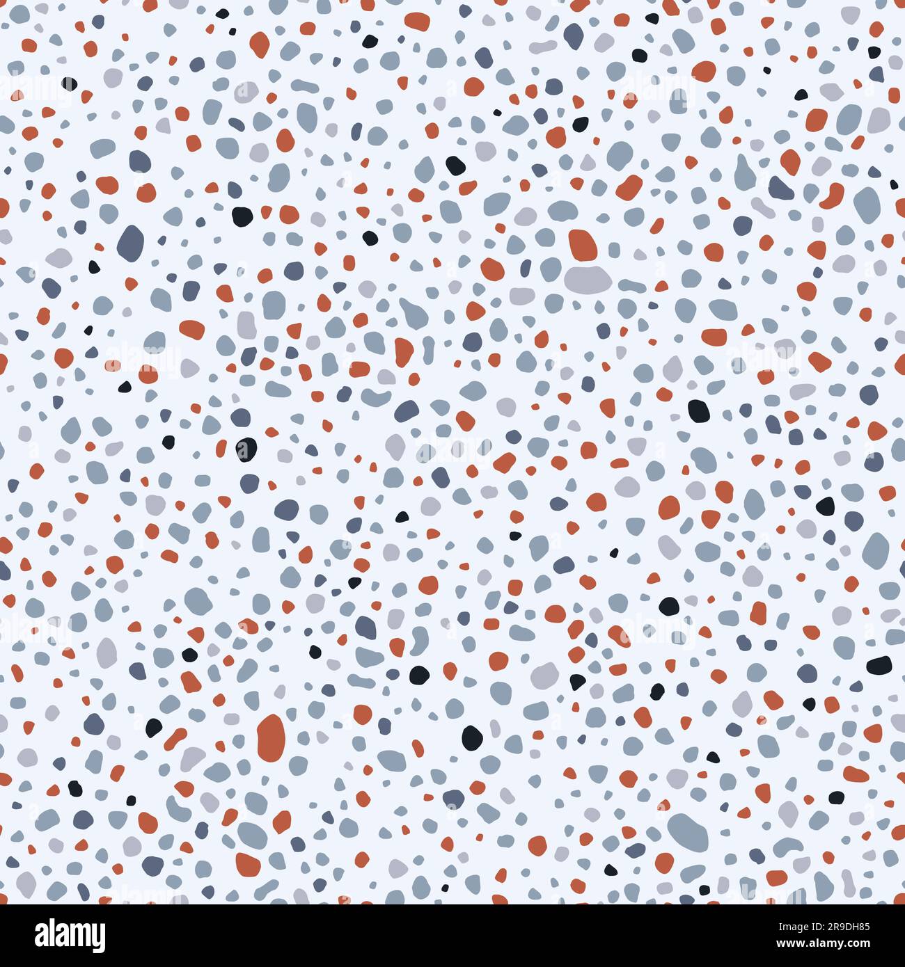 Trama vettoriale pavimento terrazzo. Pavimenti in terrazzo senza cuciture. Pavimento in marmo con coloratissimi spruzzi. Illustrazione Vettoriale