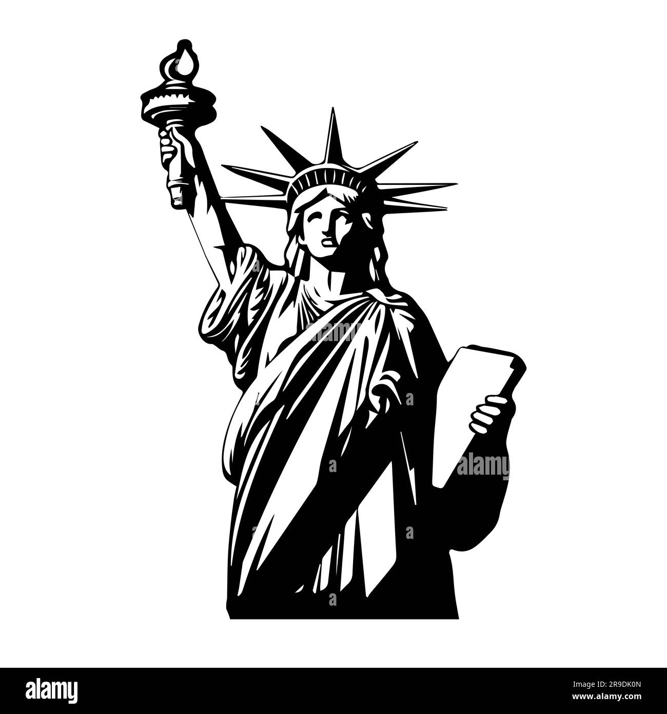 Illustrazione grafica della Statua della libertà. Simbolo americano. New York, USA Foto Stock
