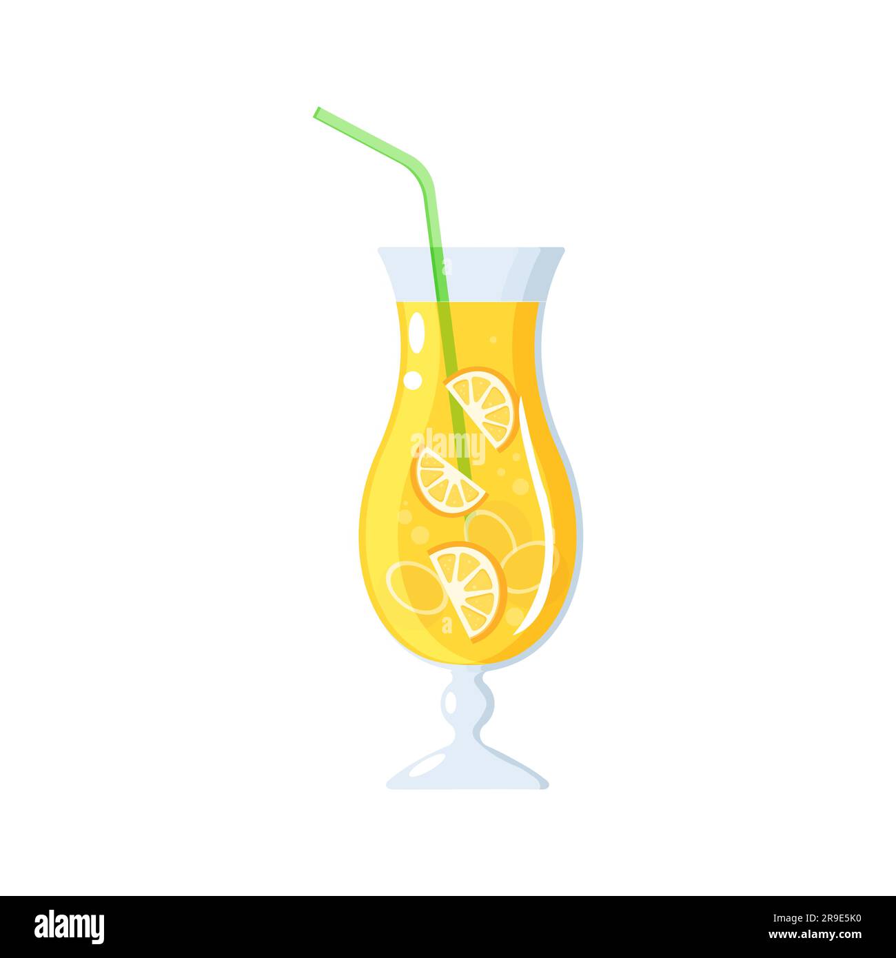 Cocktail Aperol Spritz Orange con ghiaccio e cannuccia. Illustrazione vettoriale, stile cartoni animati Illustrazione Vettoriale