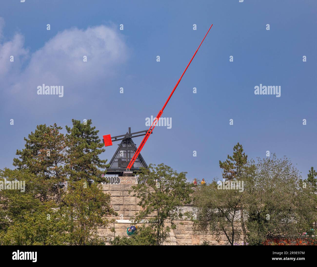 PRAGA, REPUBBLICA CECA, EUROPA - Metronome, Lookout Point, Letenski Park. Foto Stock
