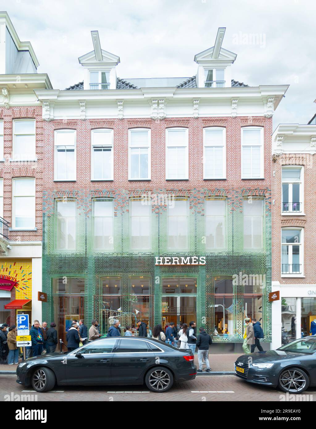 Amsterdam, Paesi Bassi - Hermes Shop by MVRDV con mattoni di vetro Foto Stock