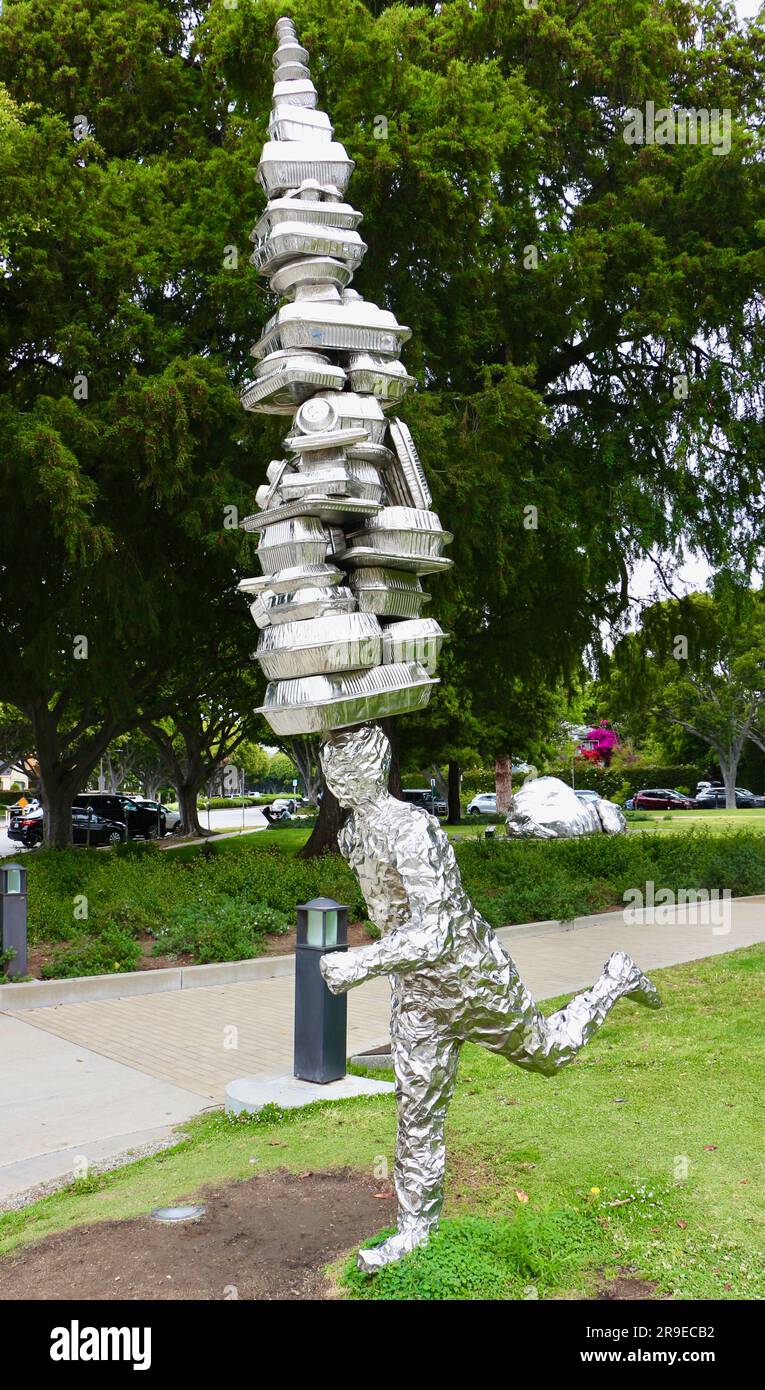 Scultura da asporto dello scultore Tom Friedman Beverly Gardens Park Beverly Hills Los Angeles California USA Foto Stock