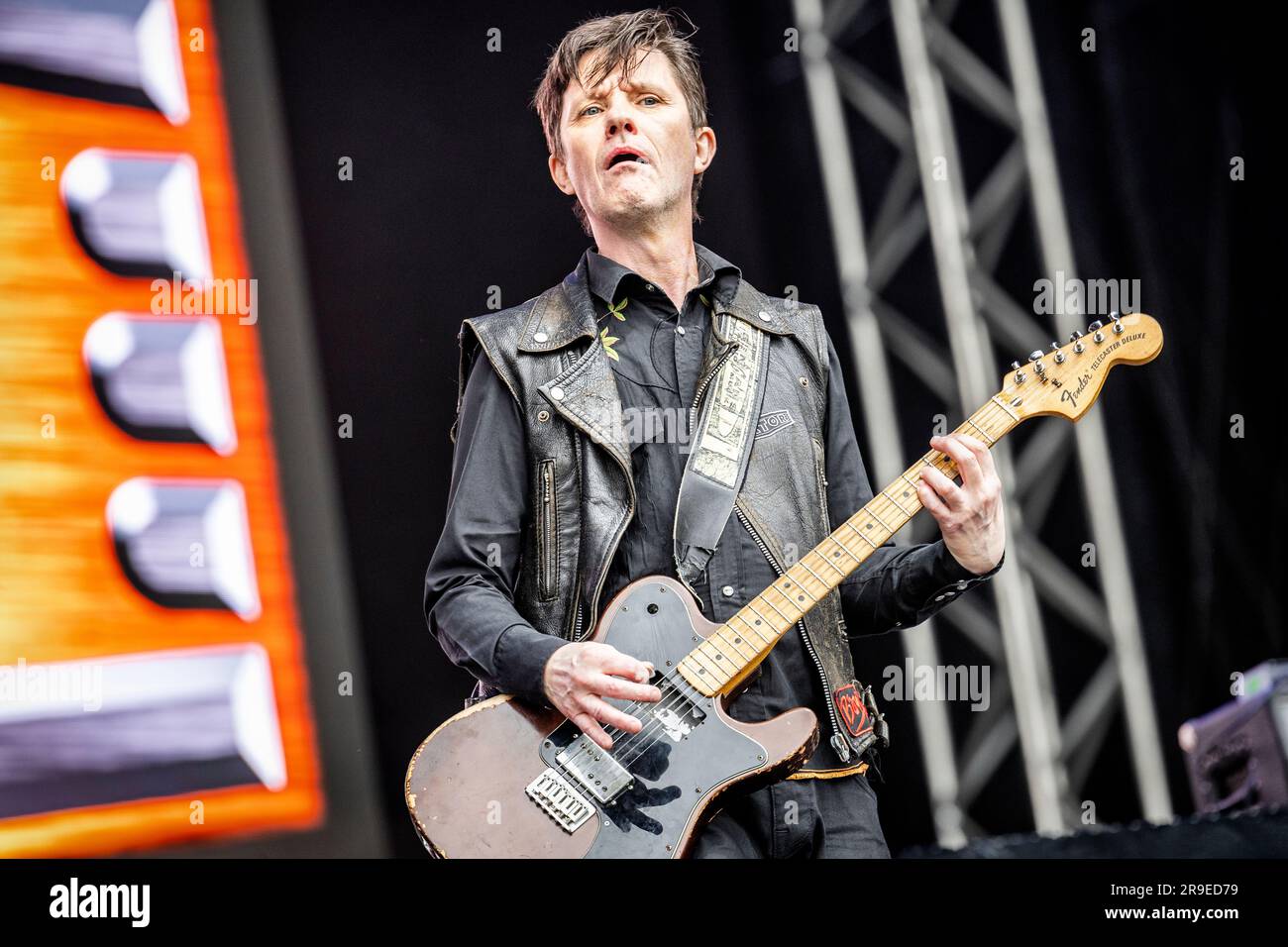 Oslo, Norvegia. 21 giugno 2023. La rock band svedese Sator esegue un concerto dal vivo durante il festival musicale norvegese Tons of Rock 2023 a Oslo. Qui il cantante e chitarrista Kent Norberg è visto dal vivo sul palco. (Foto: Gonzales Photo - Terje Dokken). Foto Stock