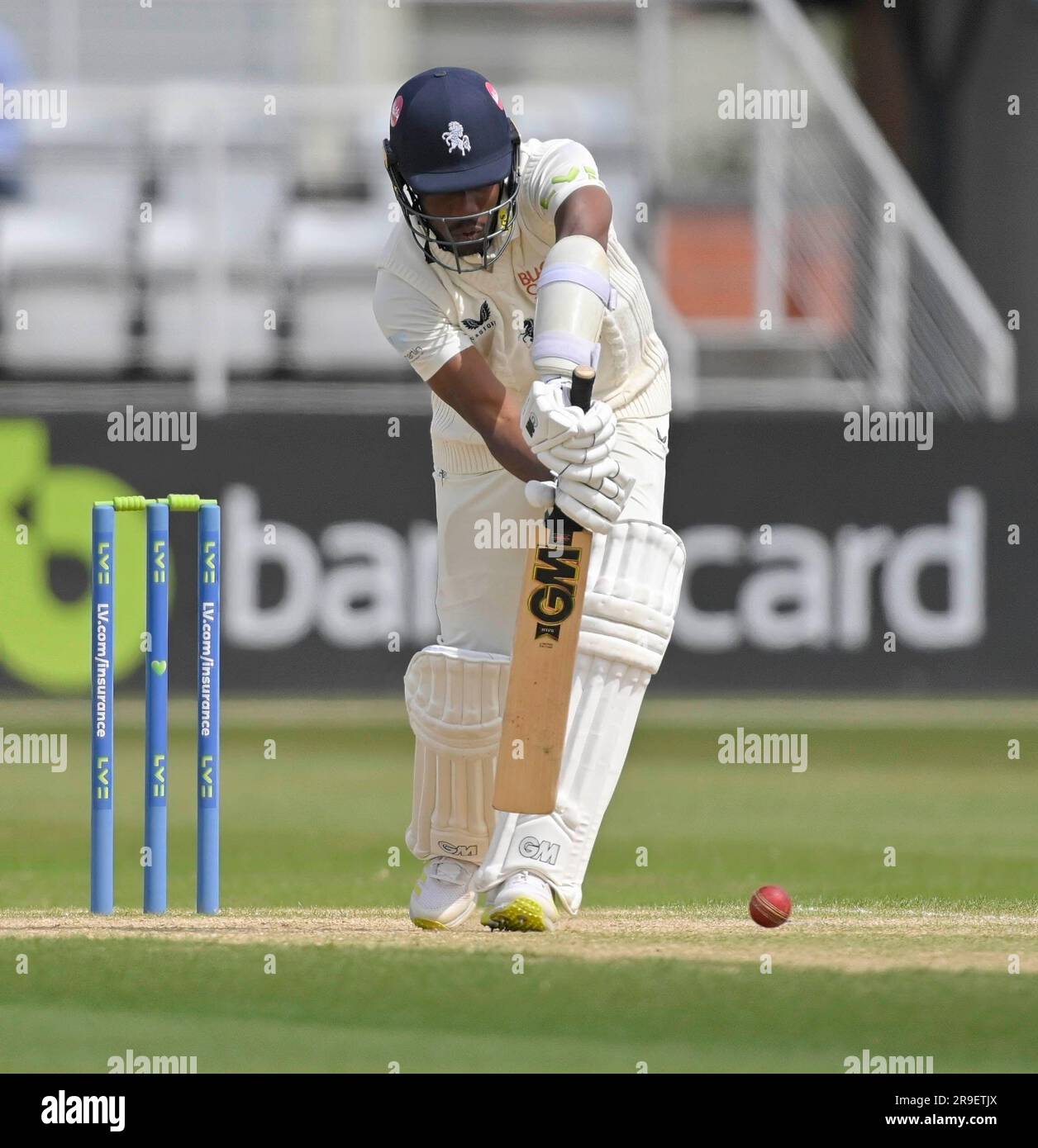 Northampton 26-giugno 2023 : Daniel Bell-Drummond del Kent durante la partita per il campionato della contea di assicurazione tra Northamptonshire e Kent al County Ground Northampton Inghilterra . Foto Stock