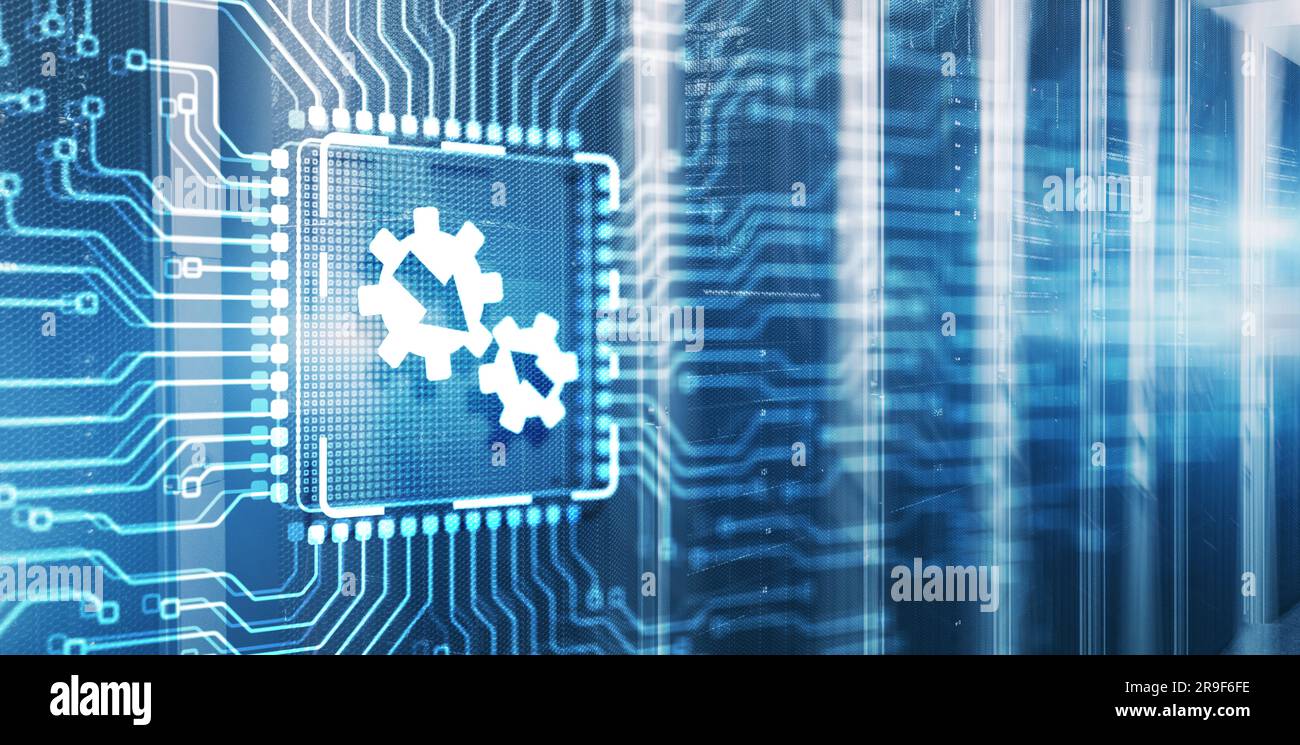 INTEGRAZIONE dell'iscrizione sul chip per scheda a circuito stampato elettronica 3D. Foto Stock