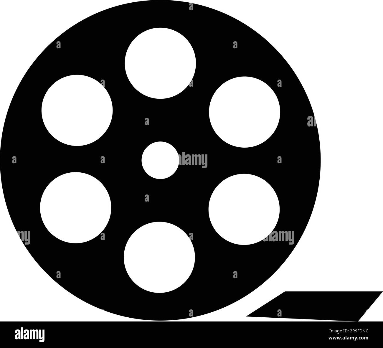 Bobina di pellicola e vecchio nastro cinematografico ritorto. Icona filmato su pellicola. Vecchia bobina retrò con striscia di pellicola, nastro registratore di pellicole Illustrazione Vettoriale