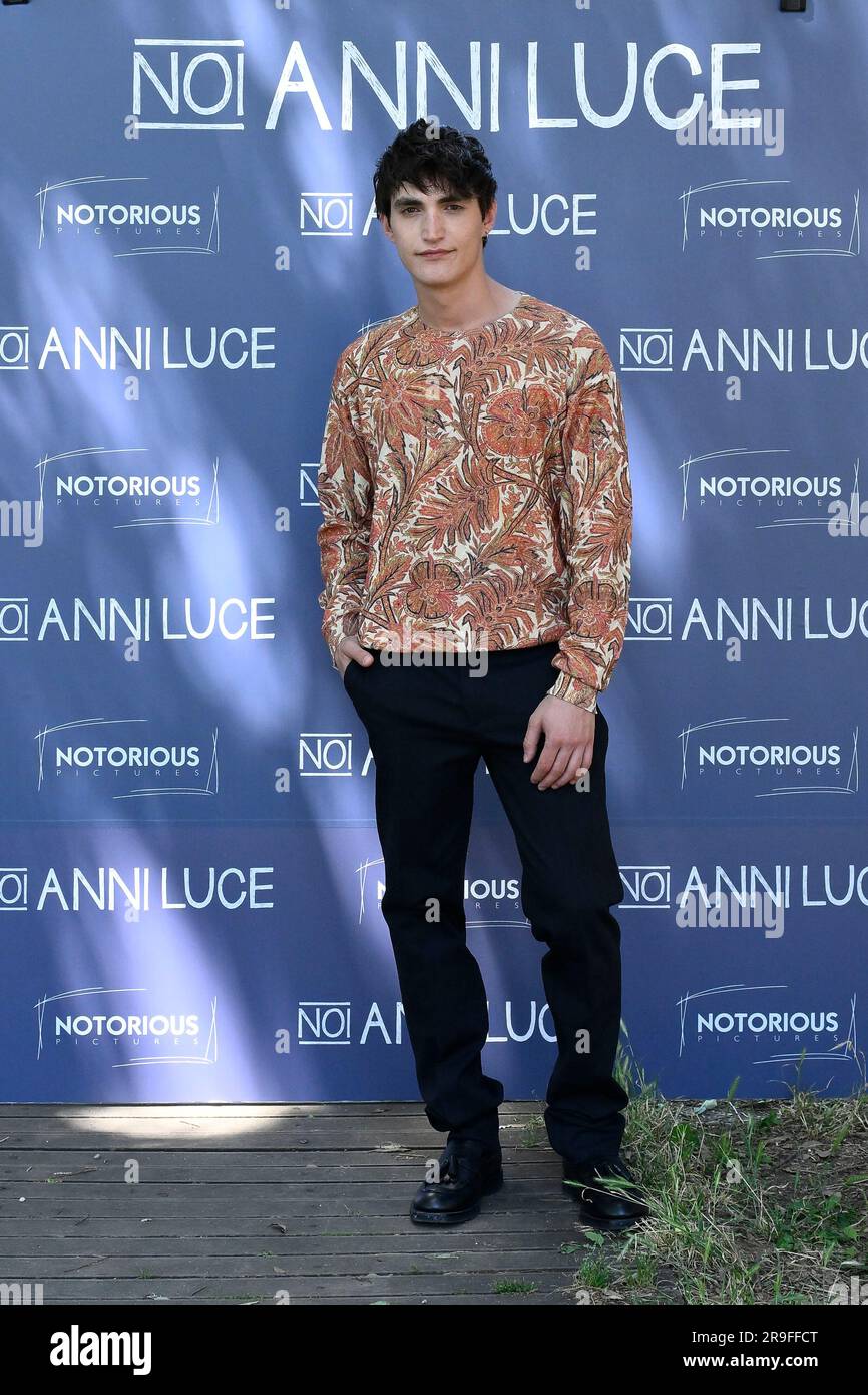 Rocco Fasano durante il Photocall del film noi anni luce alla Casa del Cinema, 26 giugno 2023, Roma, Italia. (Foto di Domenico Cippitelli/NurPhoto) Foto Stock