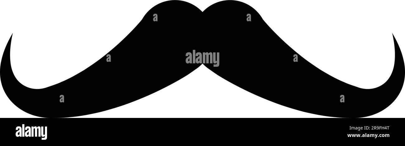 Baffi. Silhouette nera di baffi da uomo adulto. Simbolo della festa del papà. Illustrazione vettoriale. Baffi per la faccia maschile Illustrazione Vettoriale