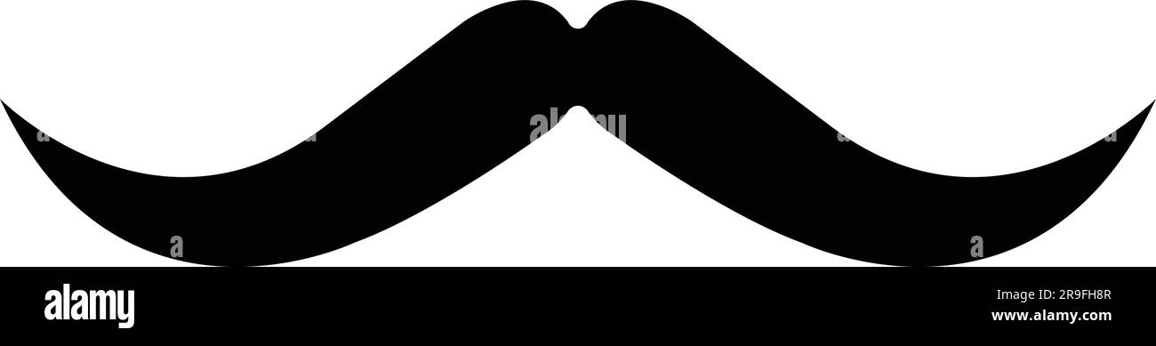 Baffi. Silhouette nera di baffi da uomo adulto. Simbolo della festa del papà. Illustrazione vettoriale. Baffi per la faccia maschile Illustrazione Vettoriale
