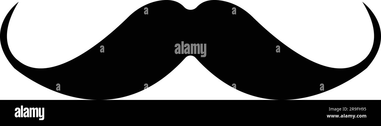 Baffi. Silhouette nera di baffi da uomo adulto. Simbolo della festa del papà. Illustrazione vettoriale. Baffi per la faccia maschile Illustrazione Vettoriale