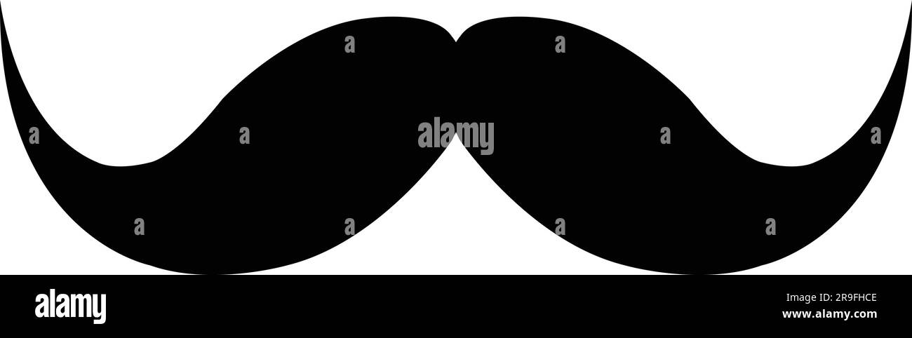 Baffi. Silhouette nera di baffi da uomo adulto. Simbolo della festa del papà. Illustrazione vettoriale. Baffi per la faccia maschile Illustrazione Vettoriale