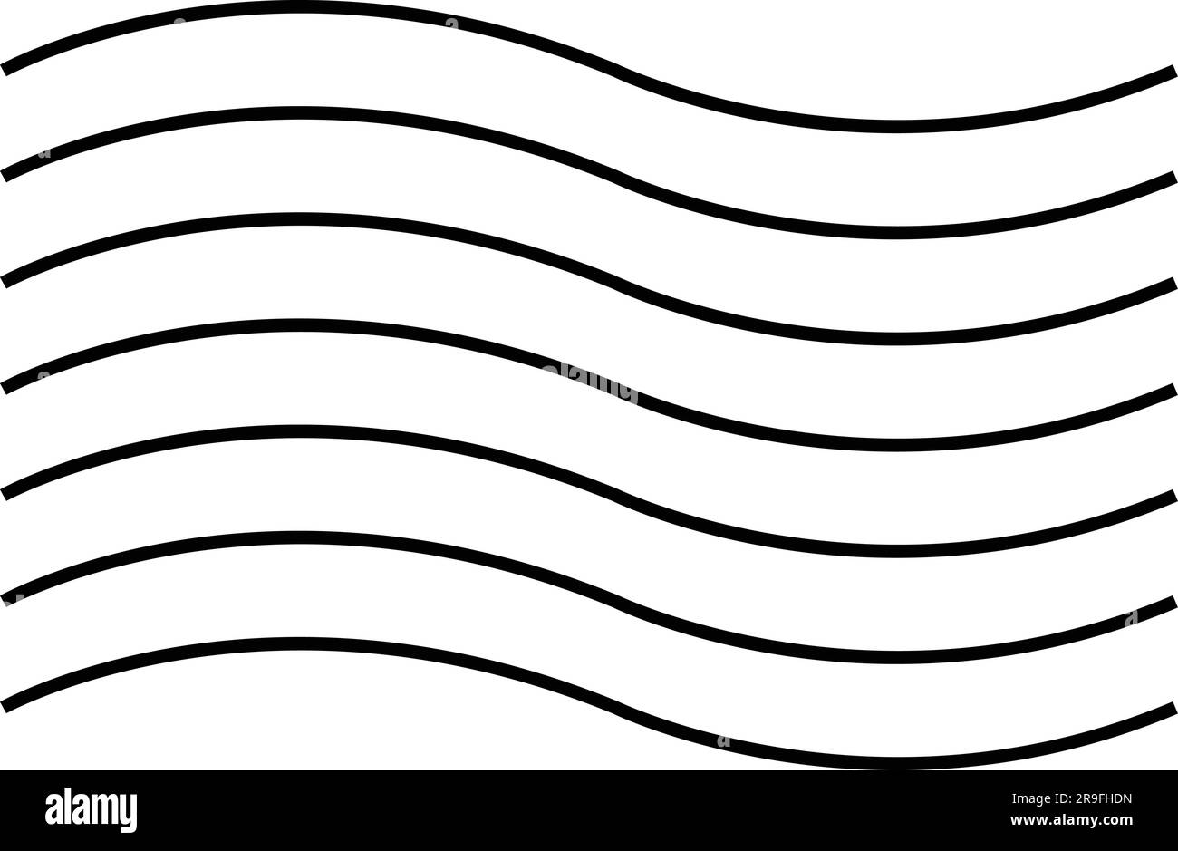 onde d'acqua. Set di linee ondulate a zig-zag. motivo ondulato. Linee curve nere in stile astratto. Icona delle onde marine. simbolo dell'oceano Illustrazione Vettoriale