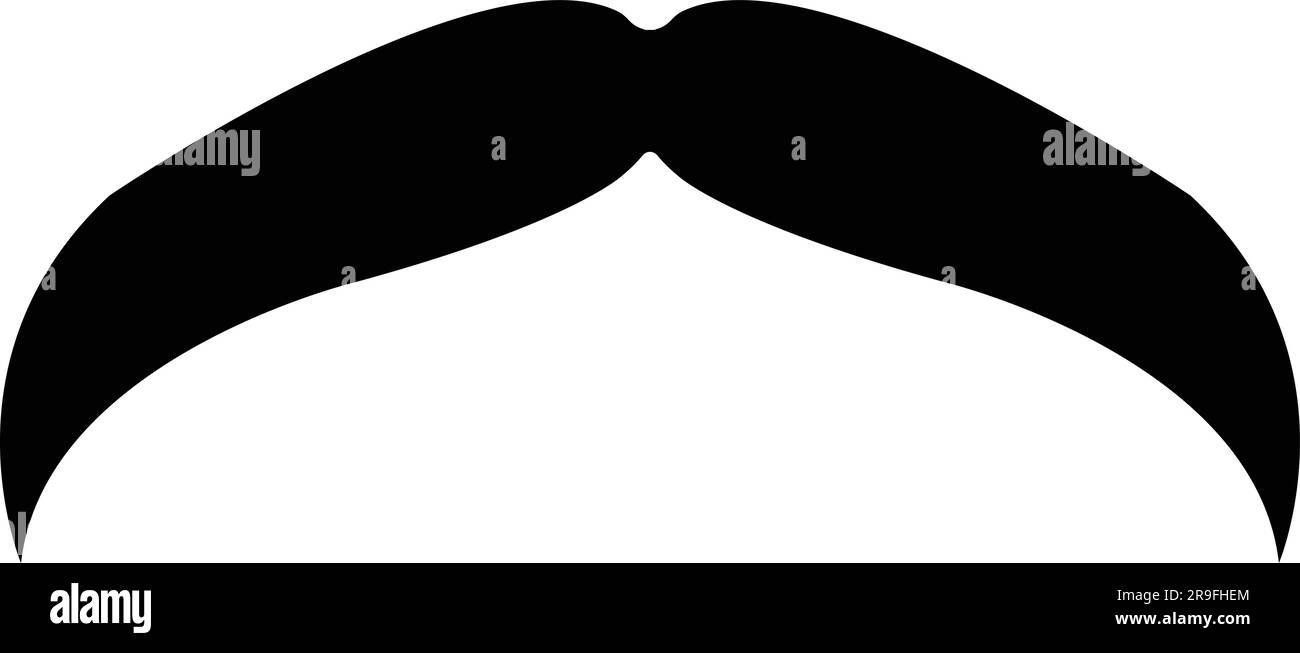 Baffi. Silhouette nera di baffi da uomo adulto. Simbolo della festa del papà. Illustrazione vettoriale. Baffi per la faccia maschile Illustrazione Vettoriale