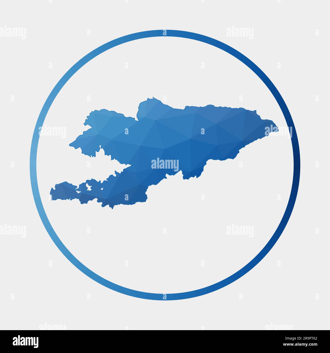 Icona del Kirghizistan. Mappa poligonale del paese in anello gradiente. Segno rotondo basso Poly Kyrgyzstan. Illustrazione vettoriale. Illustrazione Vettoriale