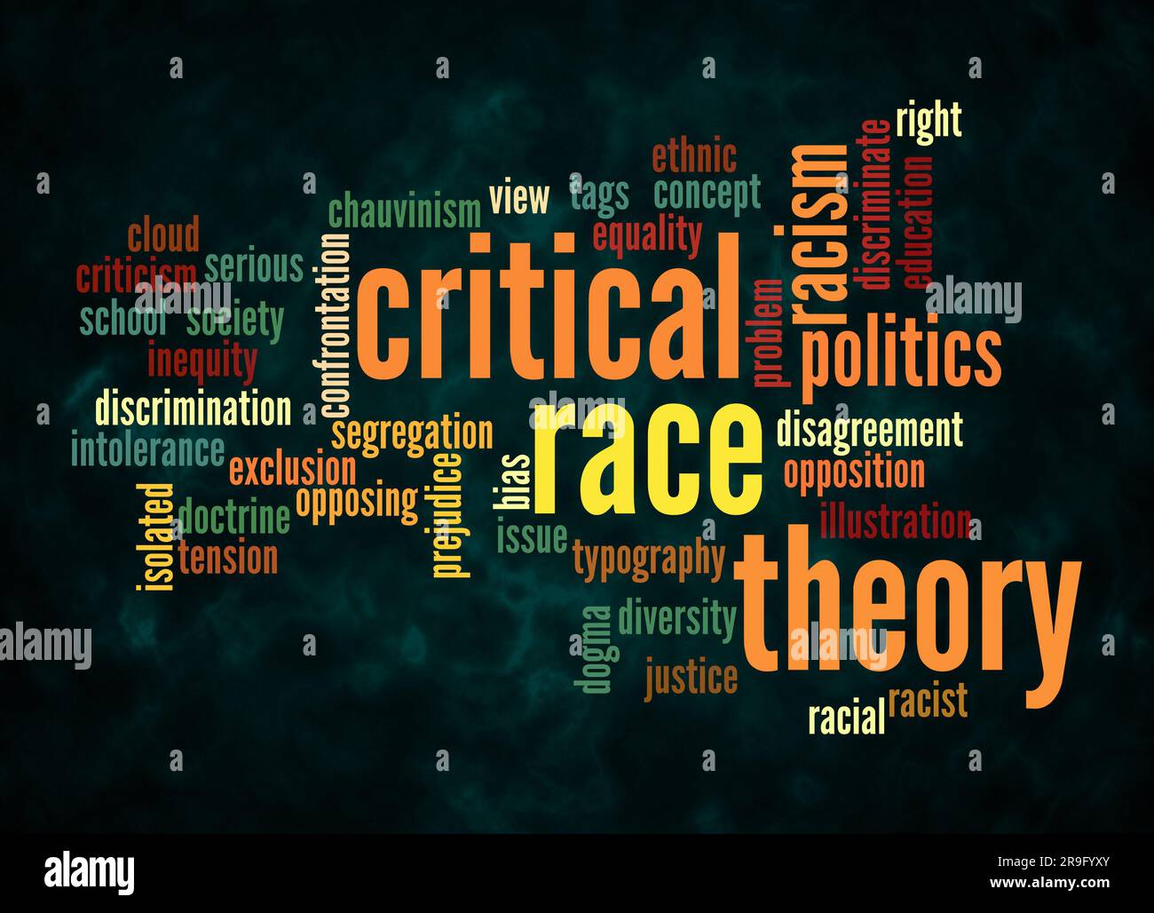 Word Cloud con Critical Race Theory Concept crea solo con testo. Foto Stock