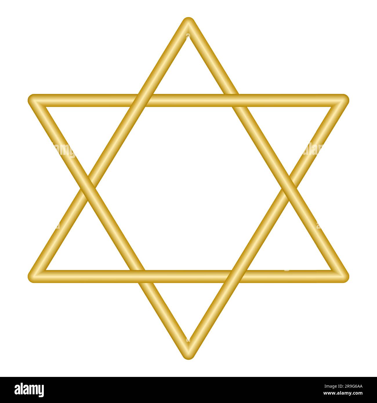 Simbolo stella di David Israele illustrazione vettoriale oro isolata su sfondo bianco Illustrazione Vettoriale