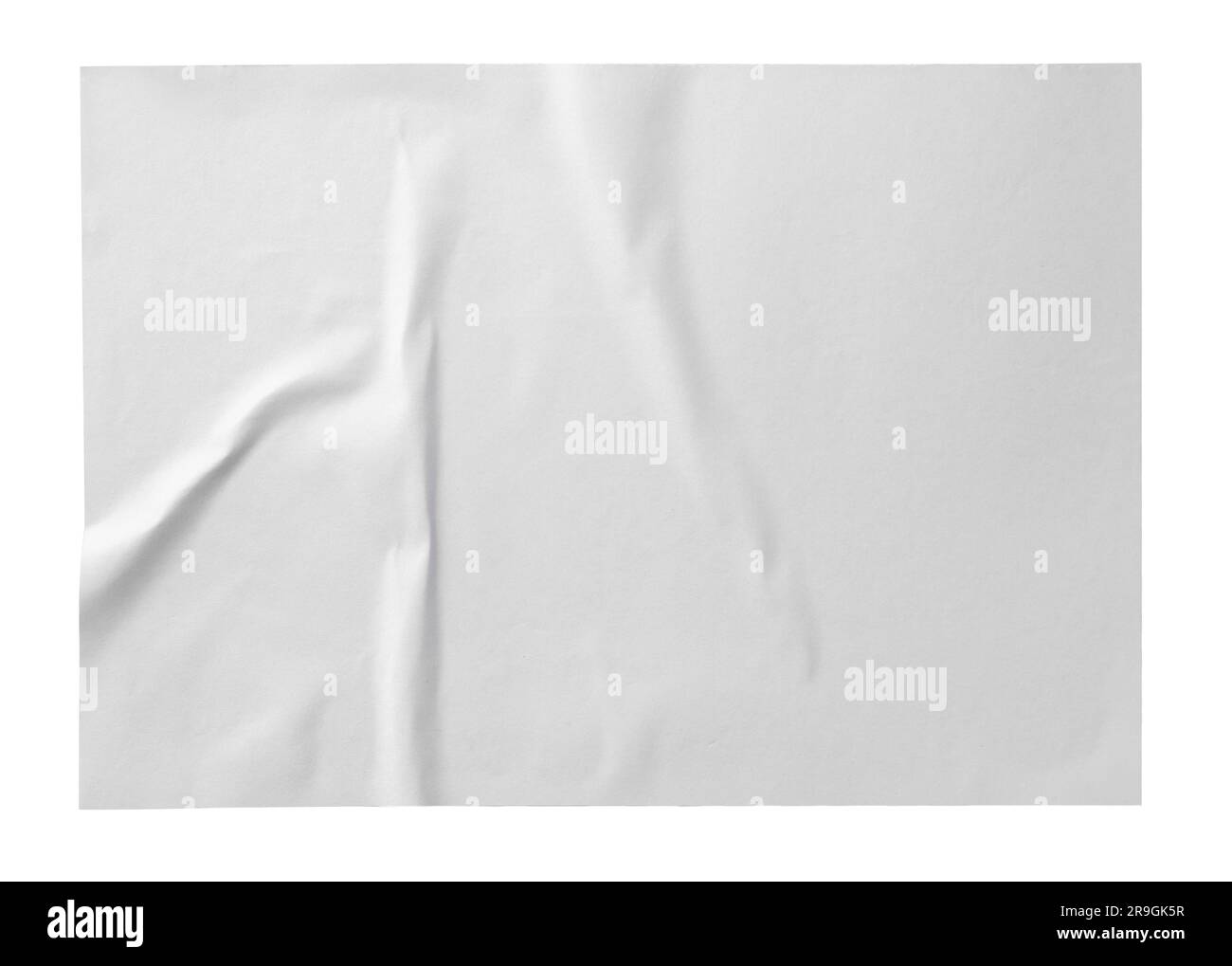Poster di carta sgualcita vuoto isolato su bianco, vista dall'alto Foto Stock