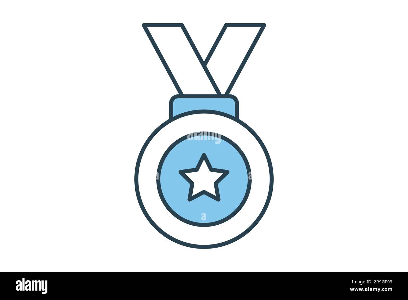 icona medaglia. Icona relativa a Champion, vincitore, successo, premio. Design a icone a linea piatta. Semplice progettazione vettoriale modificabile Illustrazione Vettoriale