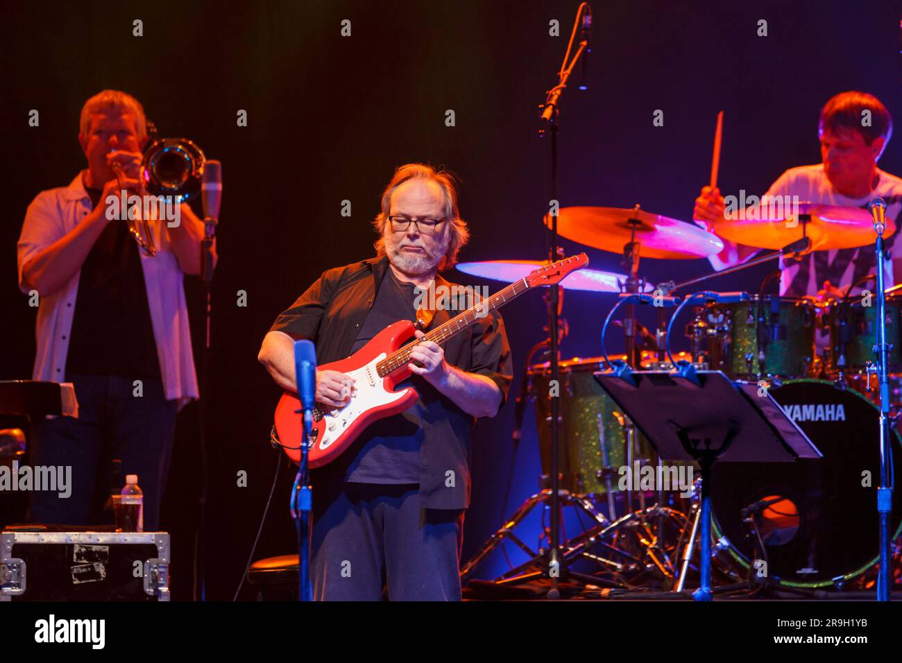 Walter Becker dei Jazz Rock Icons Steely Dan si esibisce dal vivo in concerto, Vector Arena, Auckland, nuova Zelanda Foto Stock