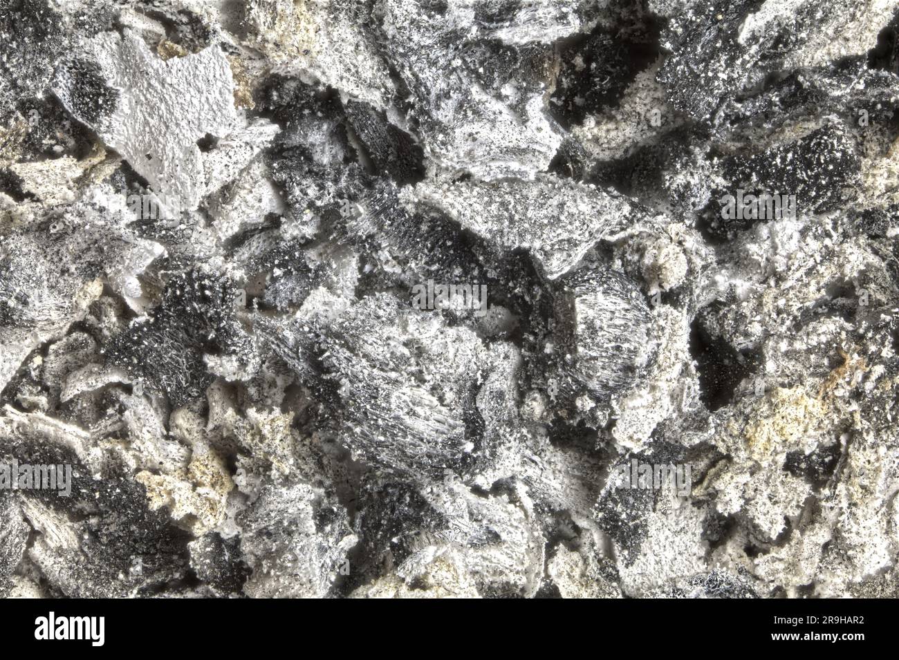 Macro shot di un mazzo di cenere di tabacco. Sovrapposizione della messa a fuoco macro Foto Stock
