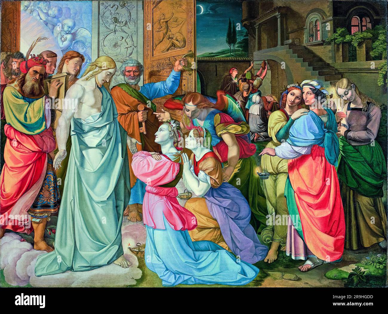 Peter von Cornelius, la parabola delle Vergini sagge e sciocche, (incompiuto), dipinto ad olio su tela, 1813-1816 Foto Stock