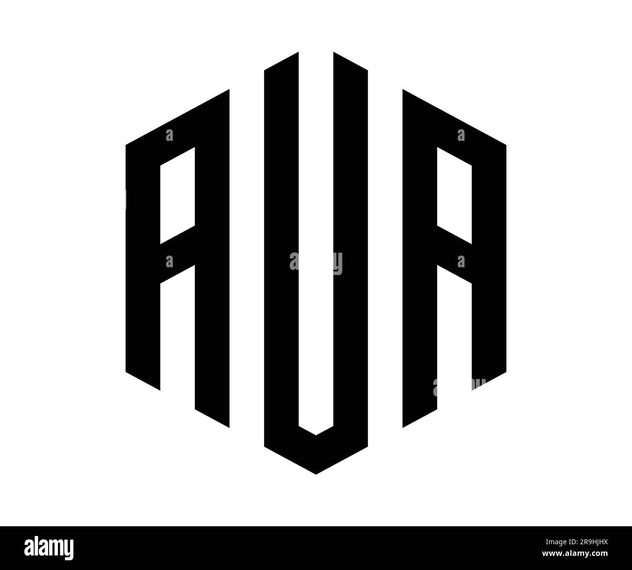 Modello vettoriale di design con logo a lettera AUA poligonale Illustrazione Vettoriale