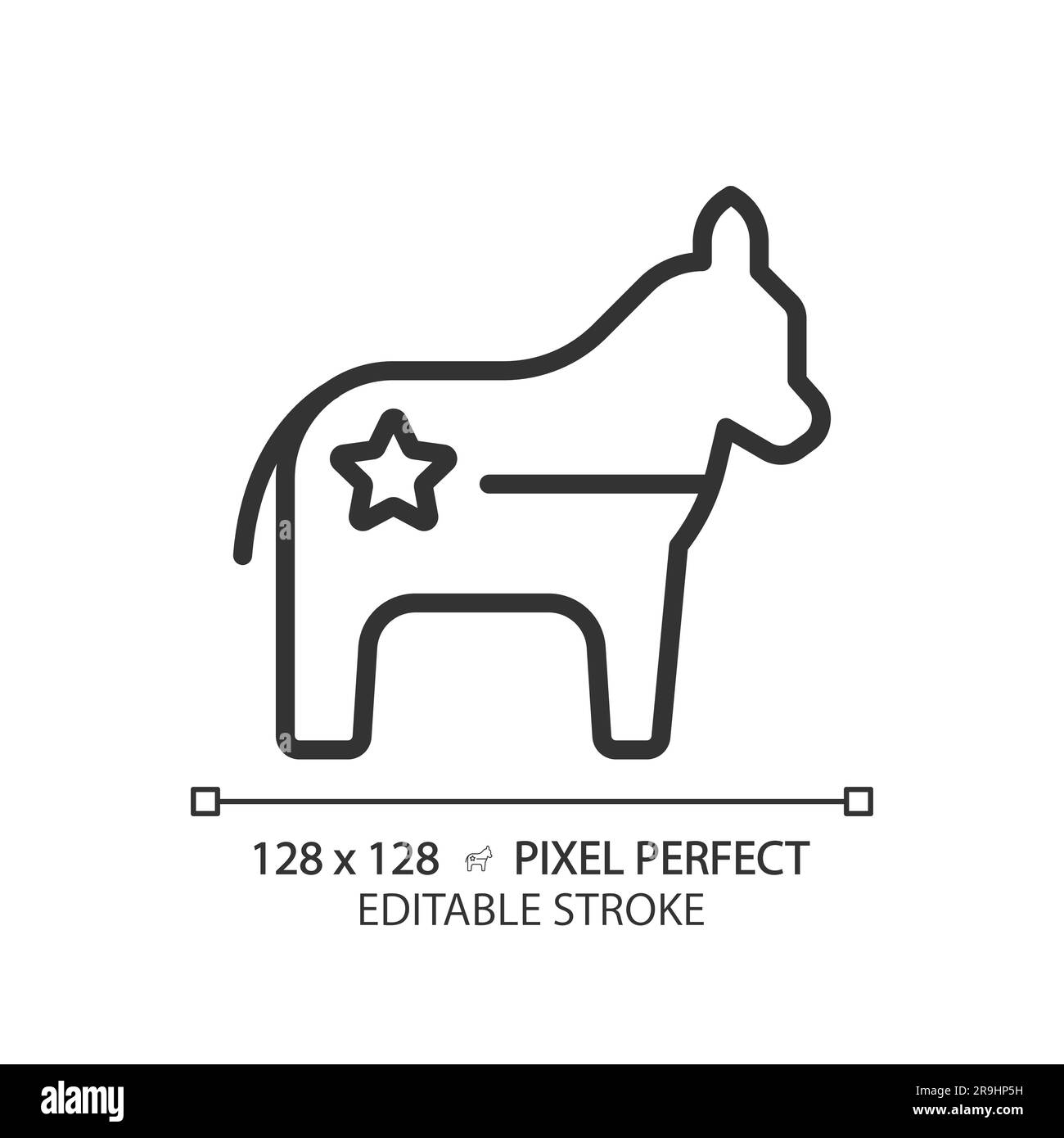 Icona a linea sottile Perfect Democratic Party con pixel modificabili Illustrazione Vettoriale