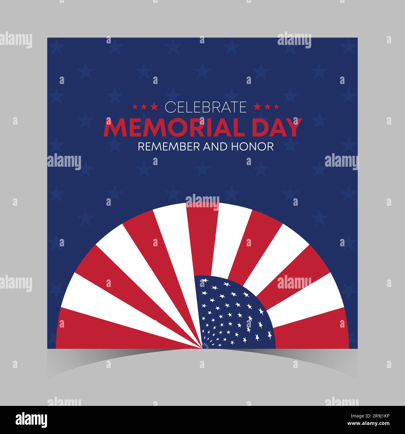 banner web per la vendita del memorial day. buon giorno commemorativo festività post. banner in offerta weekend memorial day. Modello di promozione sui social media del Memorial Day Illustrazione Vettoriale