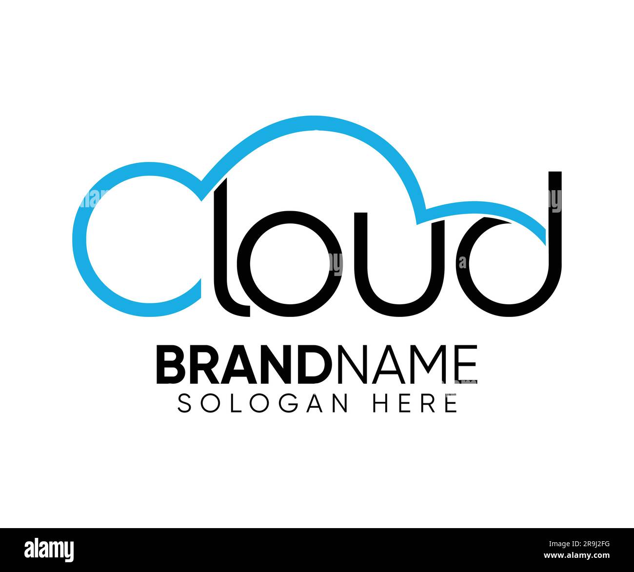 Modello vettoriale di disegno del logo cloud Illustrazione Vettoriale