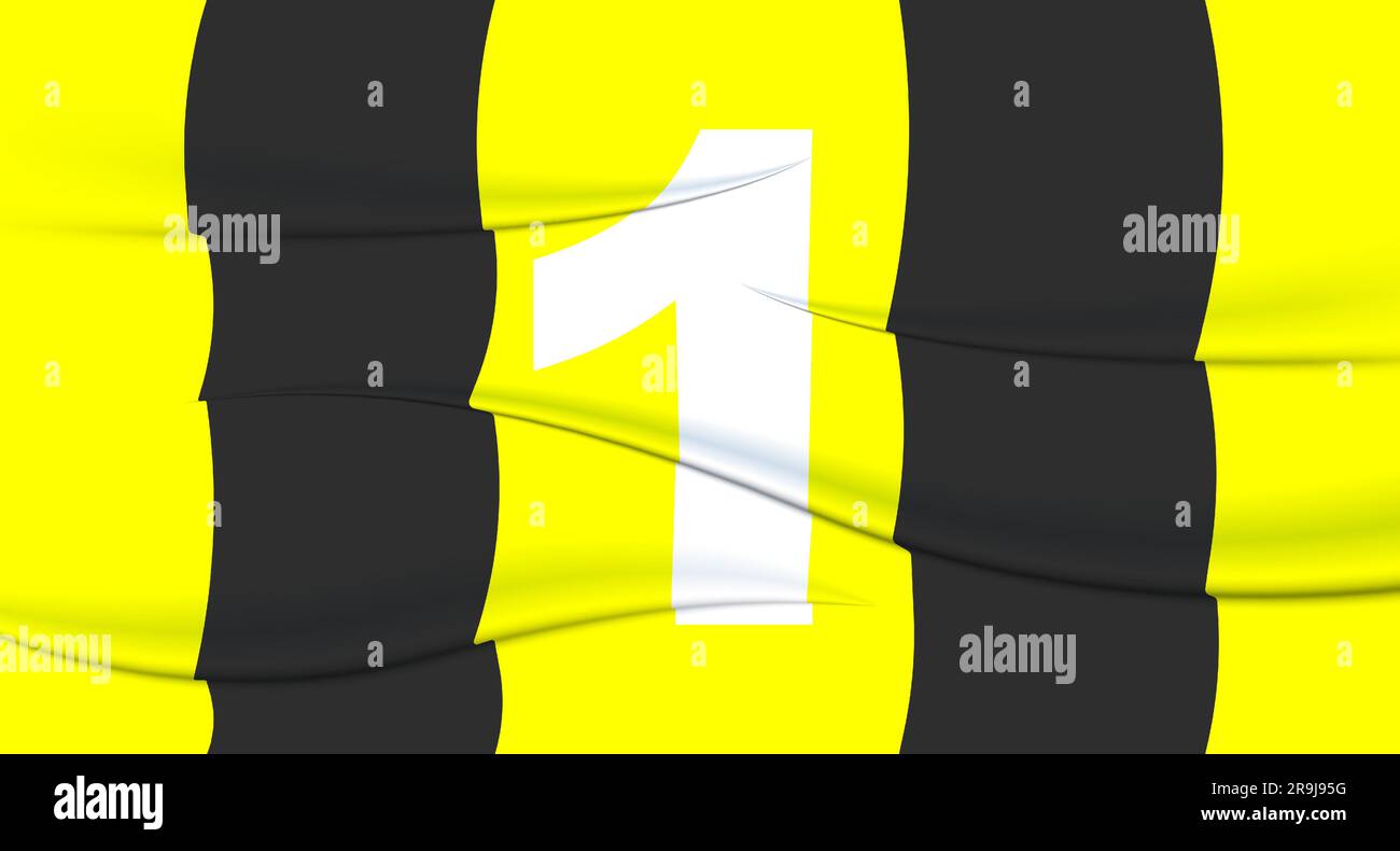 Il numero del calciatore giallo su una maglia da calcio. 1 stampa numerata. Maglietta sportiva. Sport, olimpiadi, euro 2024, coppa d'oro, campionato del mondo. Illustrazione Vettoriale