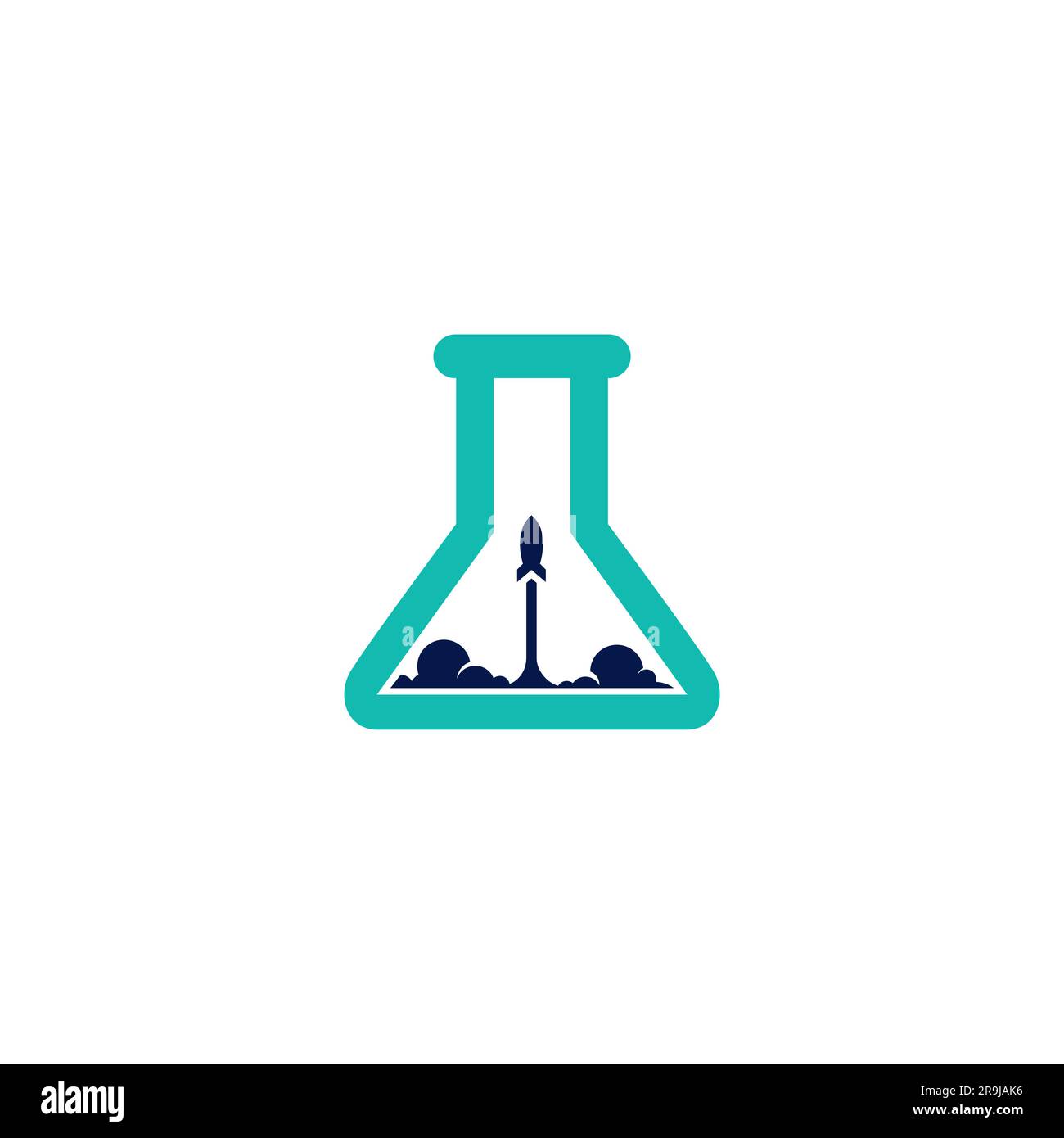 Il logo Rocket Labs è semplice. Design con logo per laboratorio Illustrazione Vettoriale