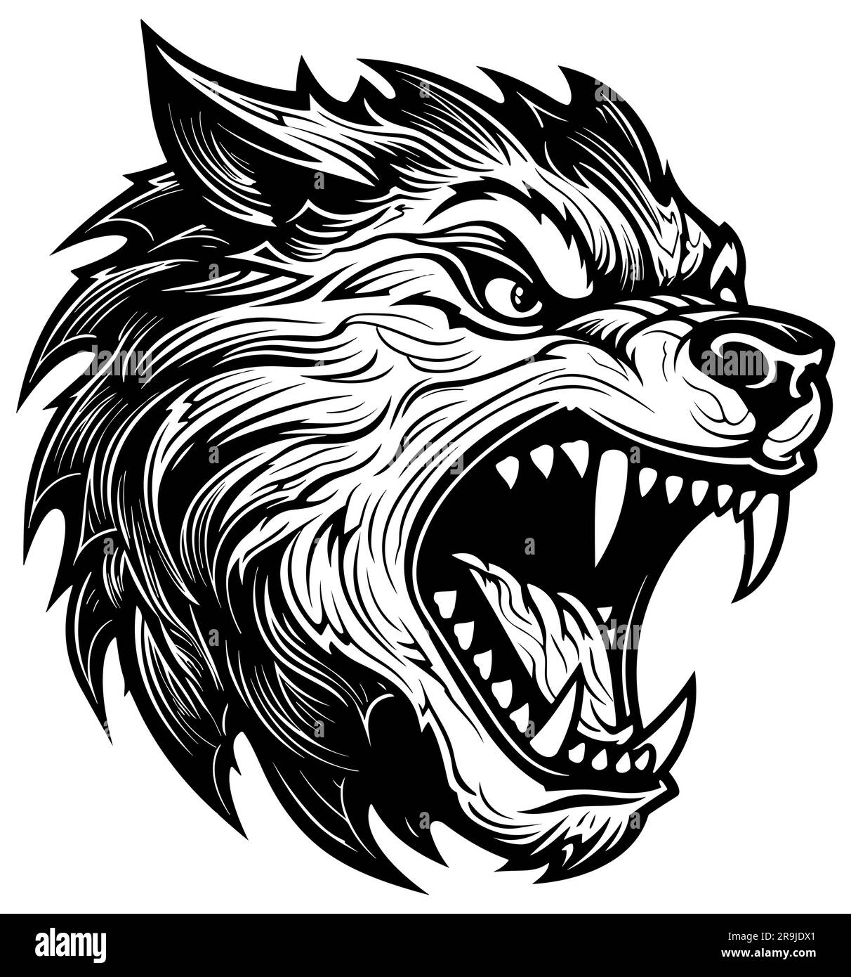 Wolf Head su White Illustrazione Vettoriale